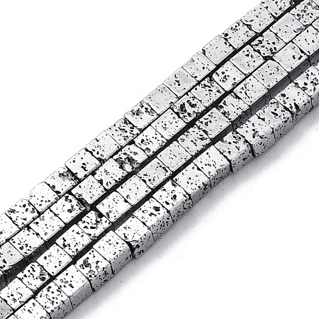 Electroplated Natural Lava Rock Beads Strands G-A256-B01-01C-1