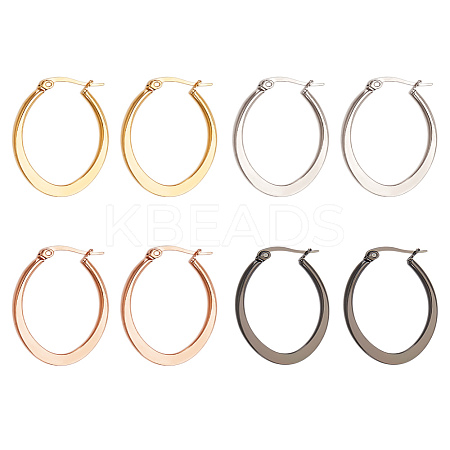 4 Pairs 4 Colors Stainless Steel Hoop Earrings EJEW-LP0001-46-1