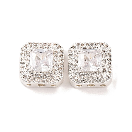 Brass Micro Pave Clear Cubic Zirconia Beads KK-S389-29S-1