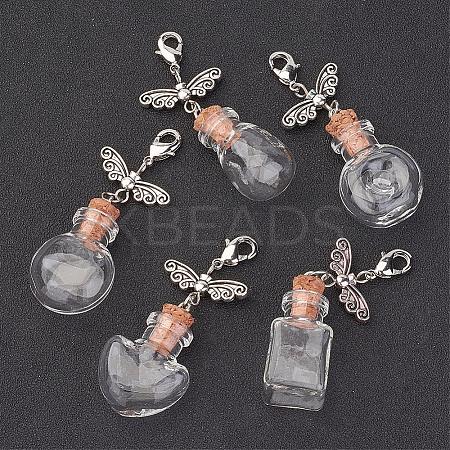Mixed Shape Glass Bottle Big Pendants HJEW-JM00261-1