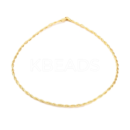 Brass Double Braided Round Snake Chain Necklaces MAK-L041-01G-1