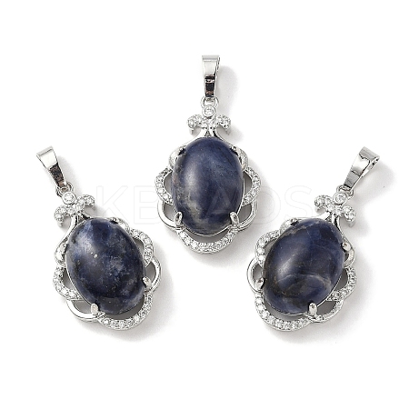 Natural Sodalite Oval Pendants G-NH0025-15P-17-1