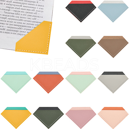 12Pcs 12 Colors PU Leather Diamond Shape Bookmarks AJEW-CL0001-22-1