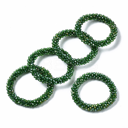 Faceted Transparent Glass Beads Stretch Bracelets BJEW-S144-002C-07-1