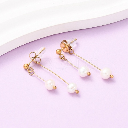304 Stainless Steel Round Tassel Stud Earrings EJEW-K268-89G-1