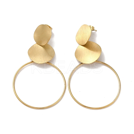 304 Stainless Steel Ring Dangle Stud Earrings for Women X-EJEW-Q781-29G-1