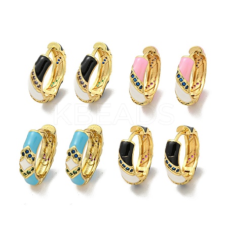 Brass Micro Pave Cubic Zirconia Hoop Earring EJEW-C088-33G-1