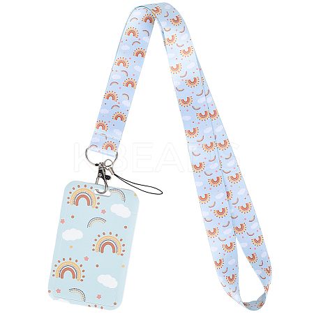 Plastic ID Card Sleeve with Polyester Lanyard Strap AJEW-WH20017-33D-1