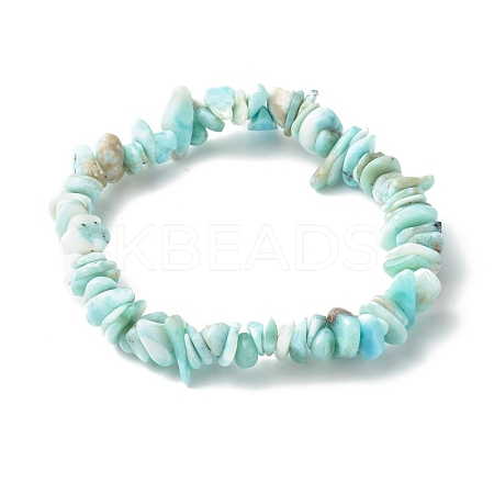 Natural Larimar Chip Beads Stretch Bracelets for Children BJEW-JB06389-02-1