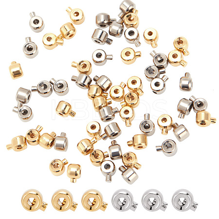 60Pcs 2 Colors Brass Crimp Beads KK-AR0003-62-1