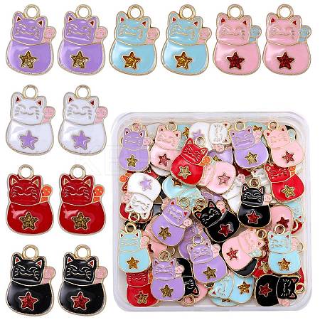 60Pcs 6 Colors Alloy Enamel Pendants ENAM-SZ0004-05-1