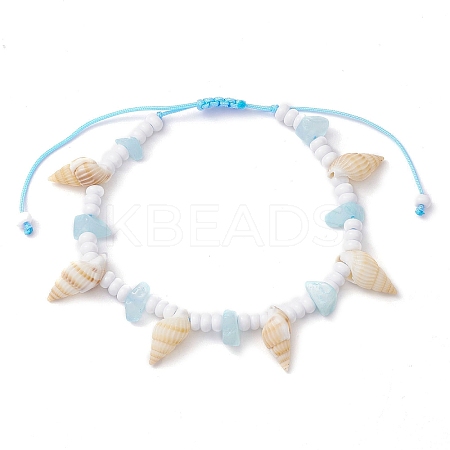 Dyed Natural White Jade Braided Bead Bracelets BJEW-JB10358-01-1