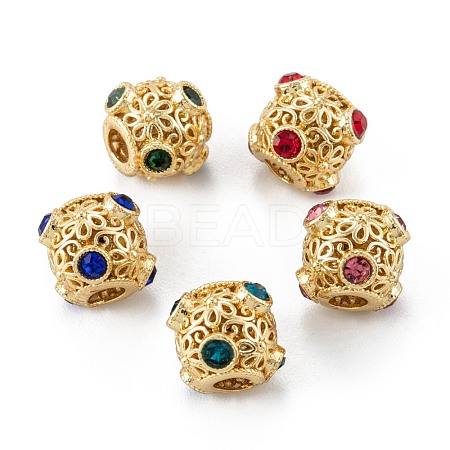Brass Micro Pave Cubic Zirconia Beads ZIRC-P088-12G-1