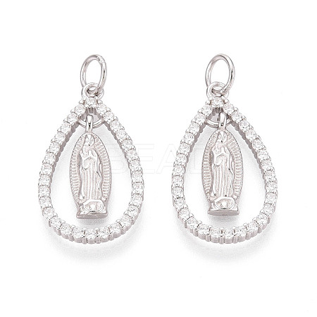 925 Sterling Silver Micro Pave Clear Cubic Zirconia Religion Pendants STER-N016-107P-1