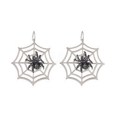 Halloween Alloy Rhinestone Dangle Earrings FS-WG03594-09-1
