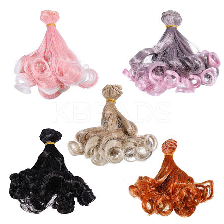 5Pcs 5 Styles High Temperature Fiber Long Pear Perm Hairstyle Doll Wig Hair DIY-GL0005-63C-1