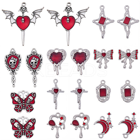 20Pcs 10 Styles Gothic Alloy Enamel Pendants FIND-SC0021-76-1