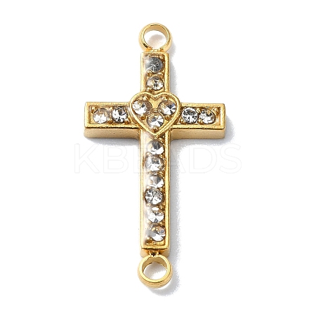 Ion Plating(IP) 304 Stainless Steel Crystal Rhinestone Connector Charms X-STAS-Z065-02G-02-1