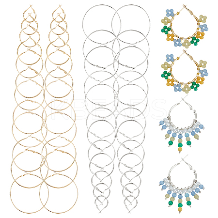 2 Colors Alloy Hoop Earring Sets EJEW-WR0001-02-1