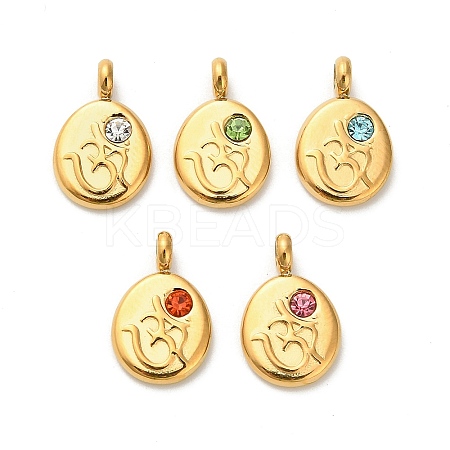 304 Stainless Steel Rhinestone Pendants STAS-K306-55G-1