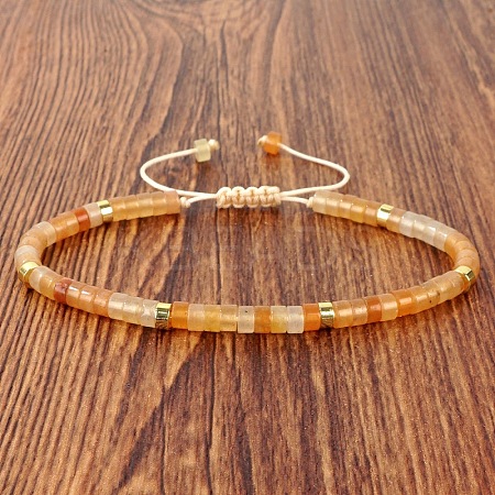 Natural Yellow Aventurinee Heishi Beads Adjustable Braided Bracelets for Men Women BX7041-21-1