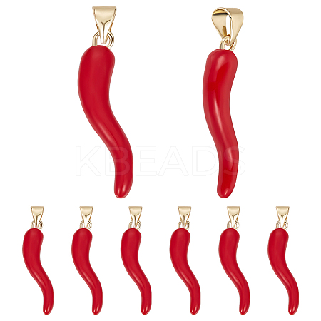 8Pcs Brass Enamel Pendants KK-BBC0011-36-1