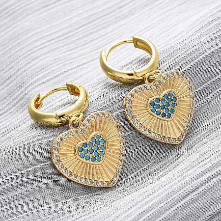 Brass Cubic Zirconia Hoop Earrings EJEW-Q042-02A-G-1