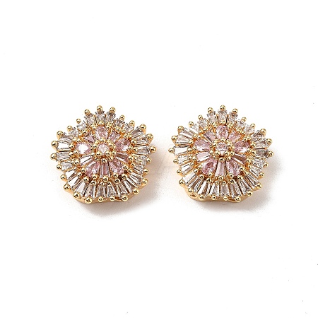 Brass Micro Pave Cubic Zirconia Beads KK-A259-11G-02-1