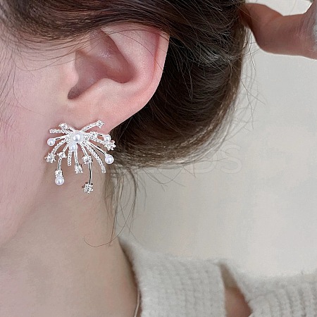 Firework Shape Alloy Crystal Rhinestone Stud Earrings for Women AL-CBABDC0-01P-1