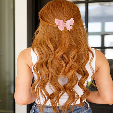 1Pc Double Butterfly Shape Cellulose Acetate(Resin) Claw Hair Clips PHAR-LP0001-07C-1
