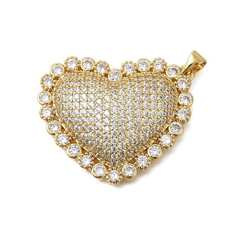 Rack Plating Brass Micro Pave Cubic Zirconia Pendants ZIRC-F142-06G-02-1