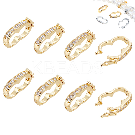 8Pcs Rack Plating Brass Micro Pave Clear Cubic Zirconia Twister Clasps ZIRC-WR0001-04G-1