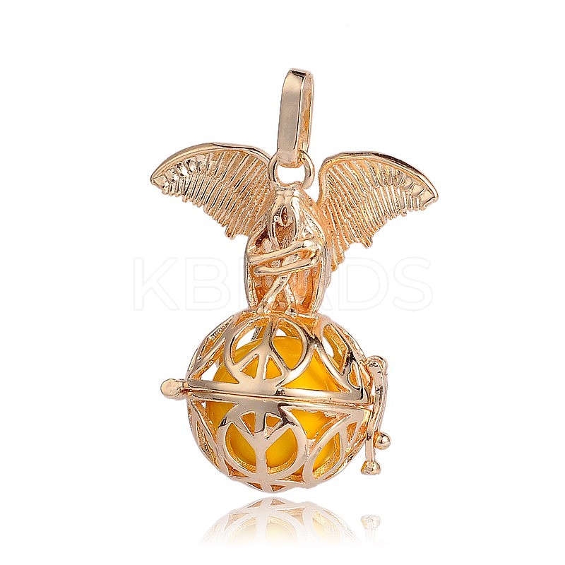 Wholesale Golden Plated Brass Hollow Round Cage Pendants ...