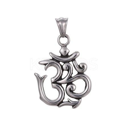 Wholesale 304 Stainless Steel Pendants, Ohm/Aum, Antique Silver ...